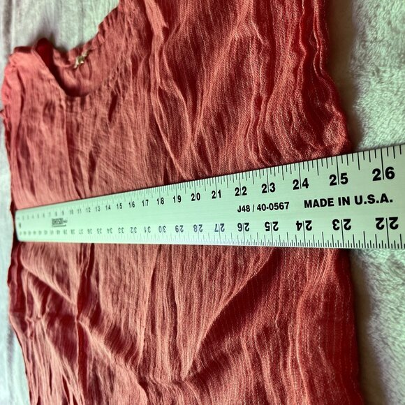 Eileen Fisher Petite Womens Crinkled Red Striped Linen Tunic Top PM Relaxed Fit - Picture 6 of 9